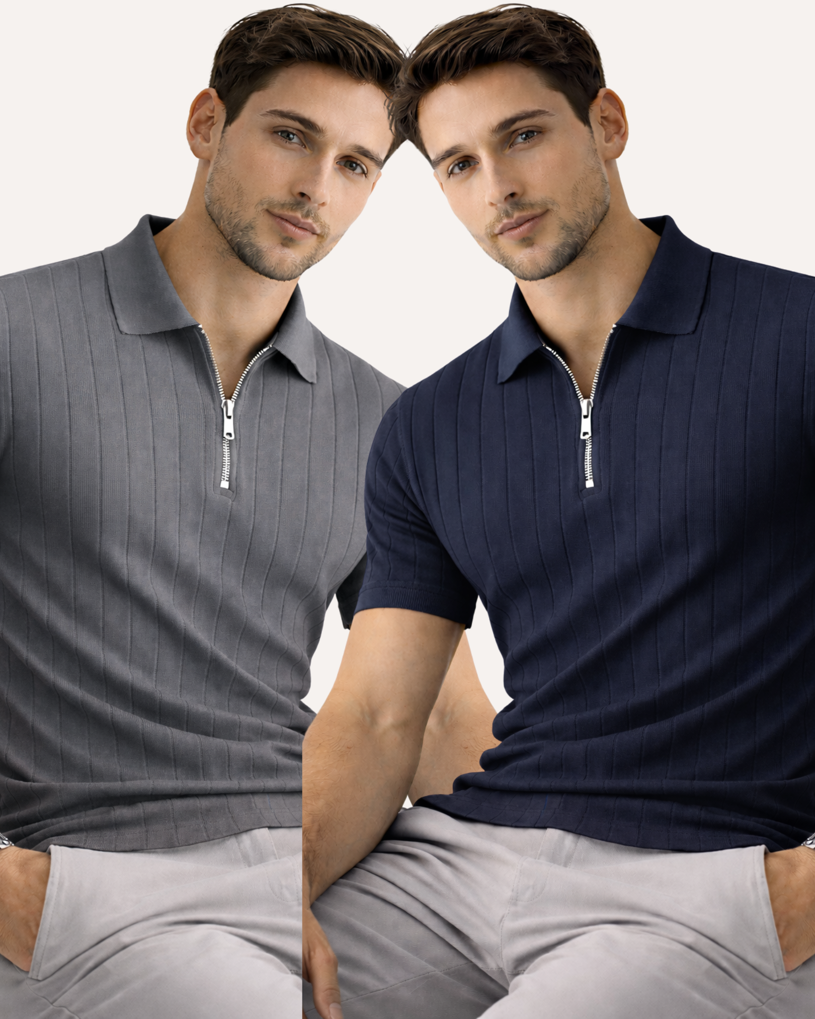 Pack of 2 Drop Needle Zipper Polo