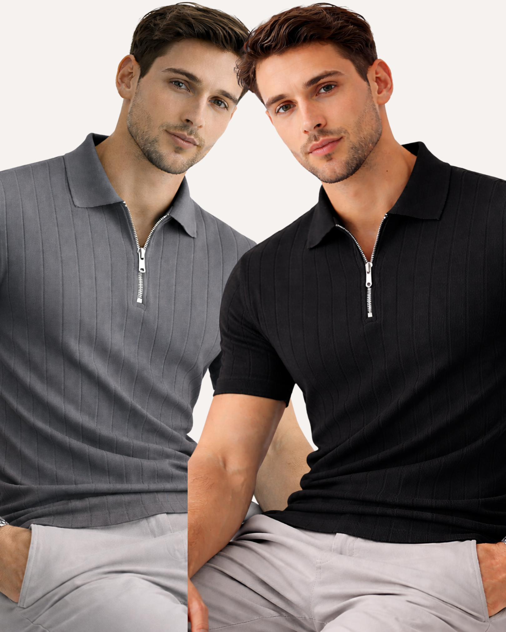 Pack of 2 Drop Needle Zipper Polo