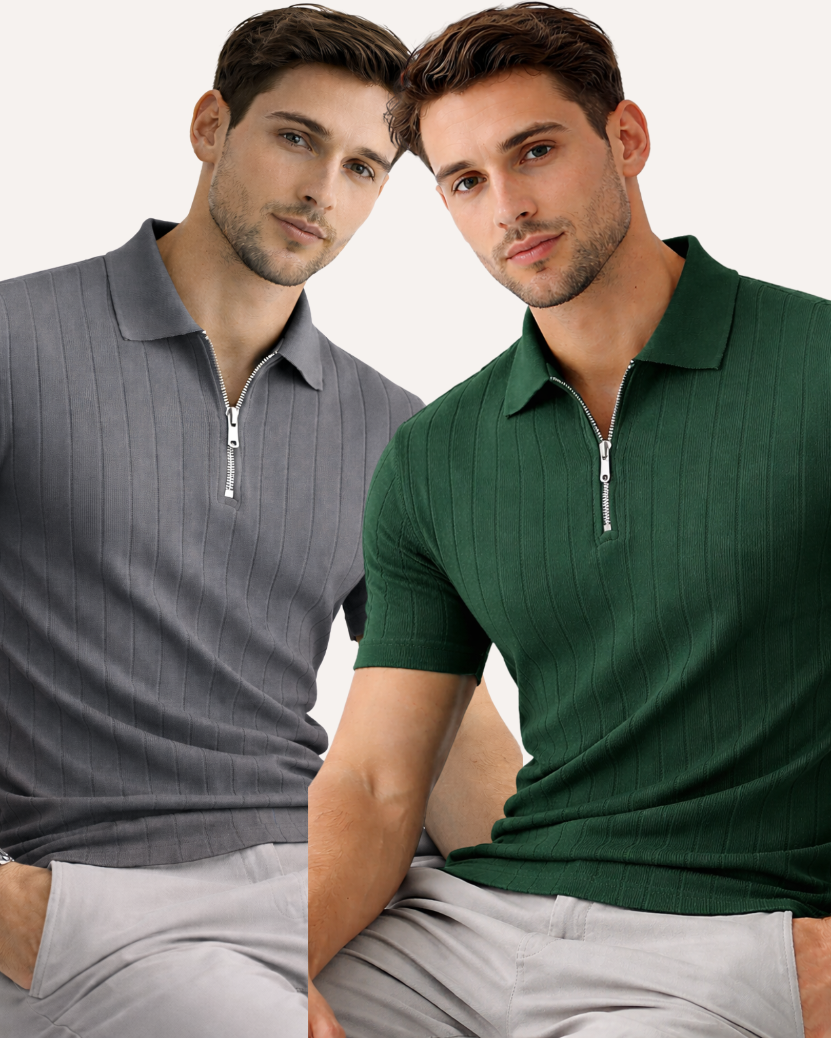 Pack of 2 Drop Needle Zipper Polo