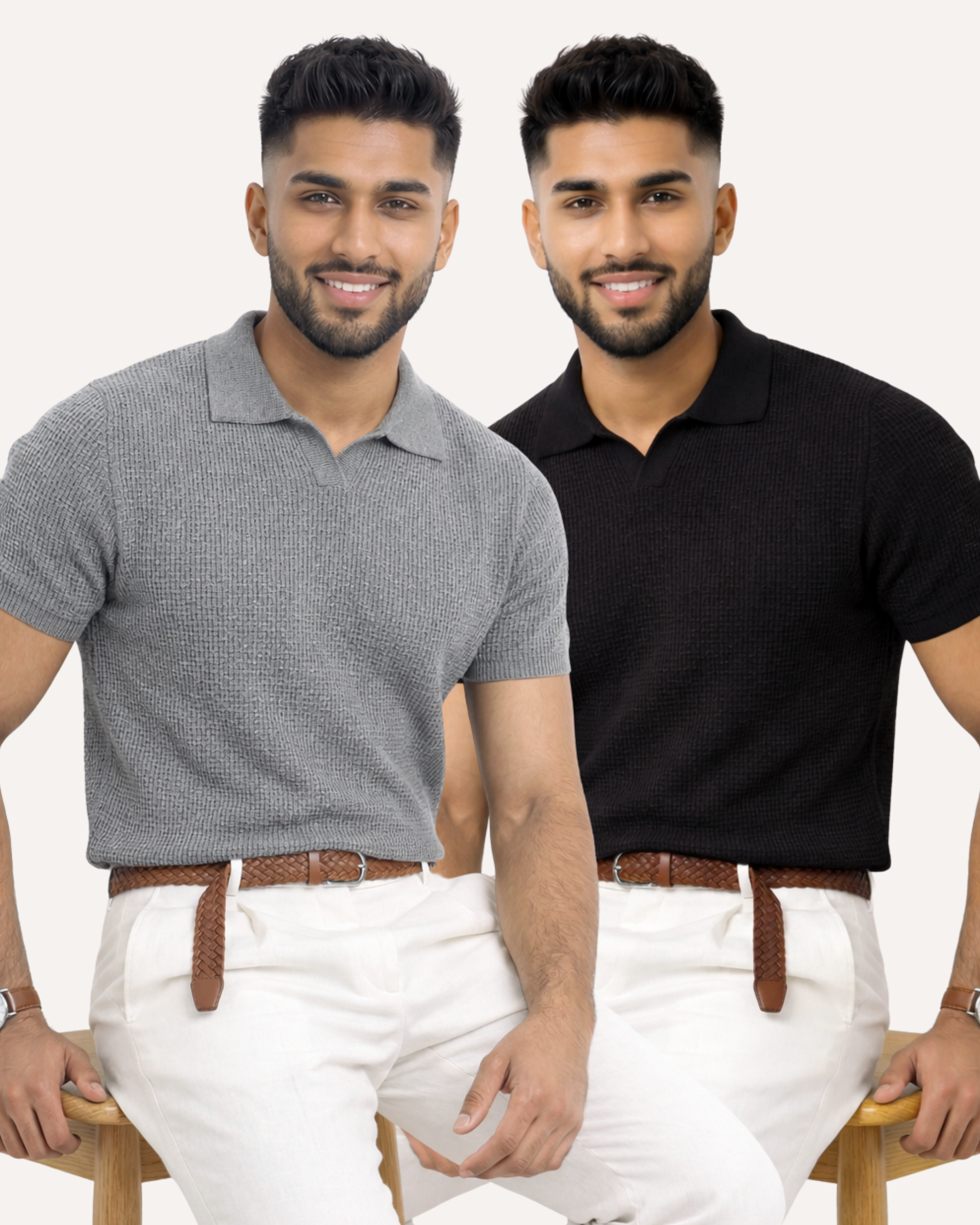 Pack of 2 Johnny Collar Waffle Knit Polos