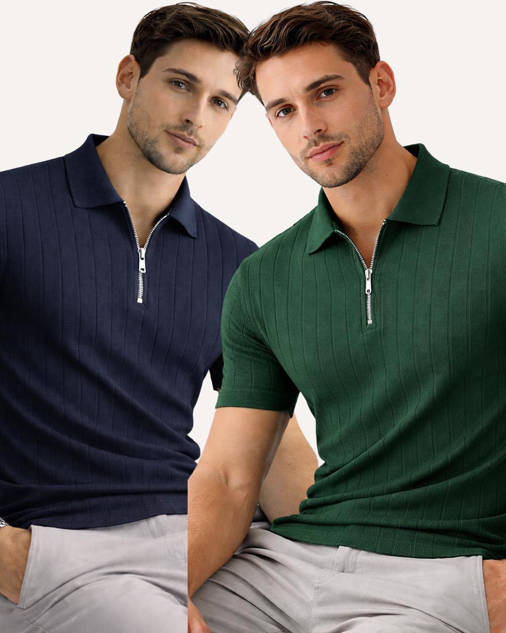 Pack of 2 Drop Needle Zipper Polo