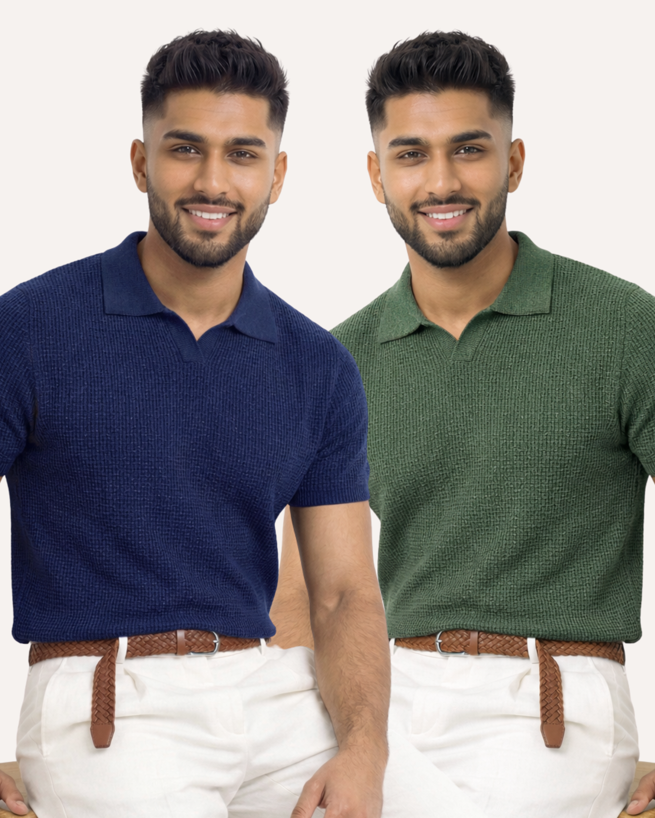 Pack of 2 Johnny Collar Waffle Knit Polos