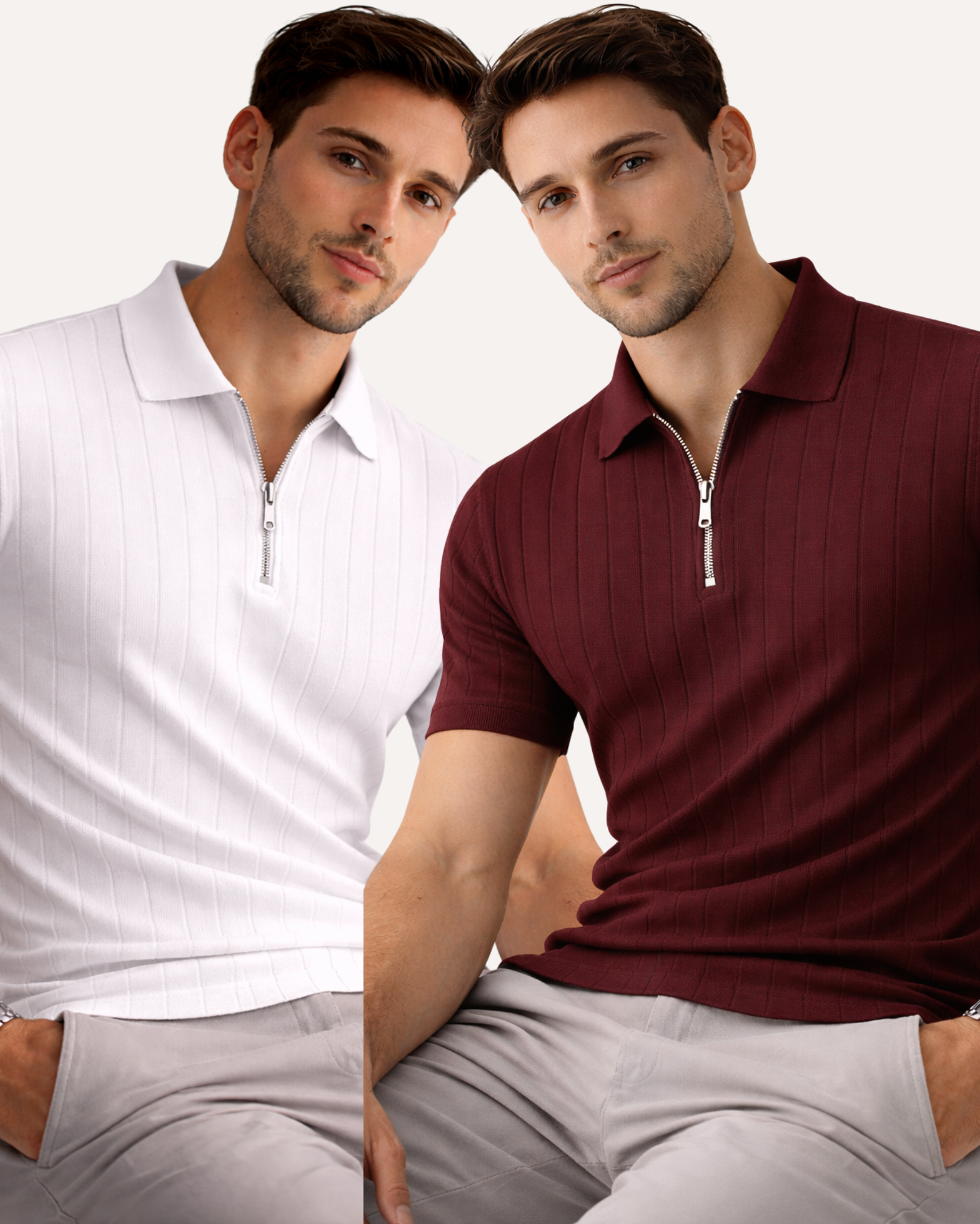 Pack of 2 Drop Needle Zipper Polo