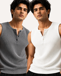 Pack of 2 Waffle Knitted Henley Sando Tank Tops