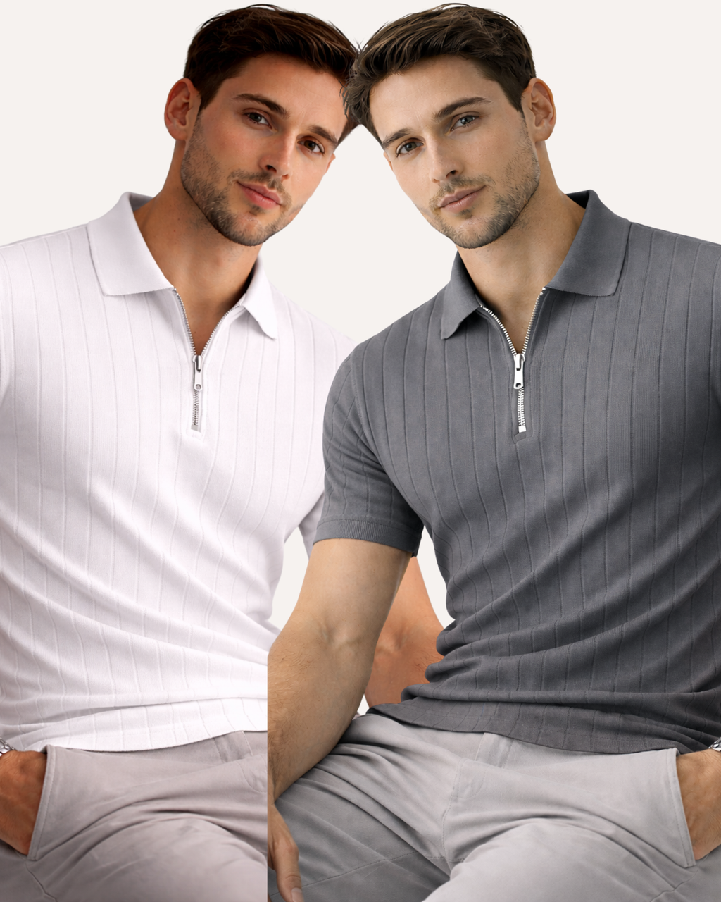 Pack of 2 Drop Needle Zipper Polo