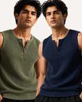 Pack of 2 Waffle Knitted Henley Sando Tank Tops