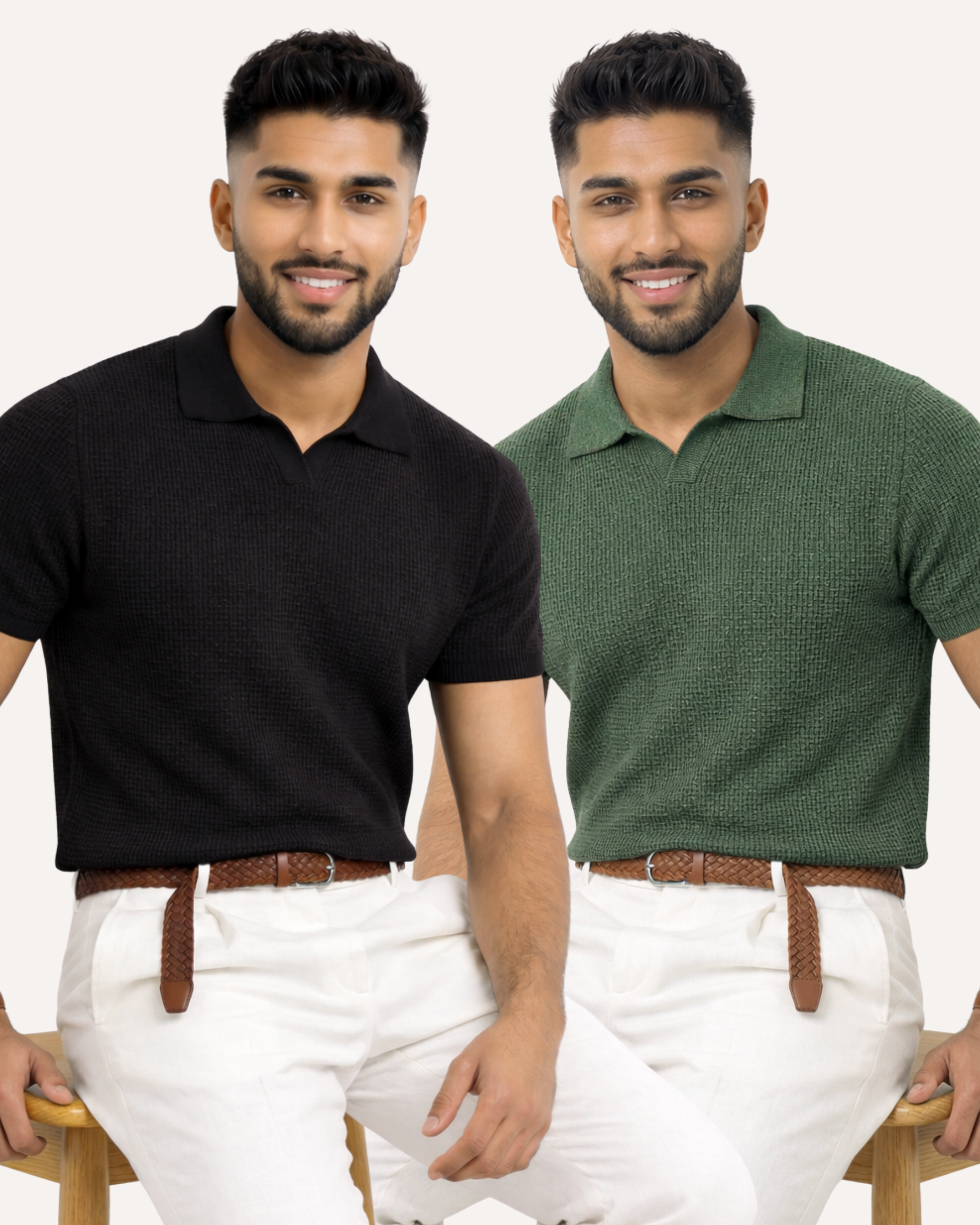 Pack of 2 Johnny Collar Waffle Knit Polos