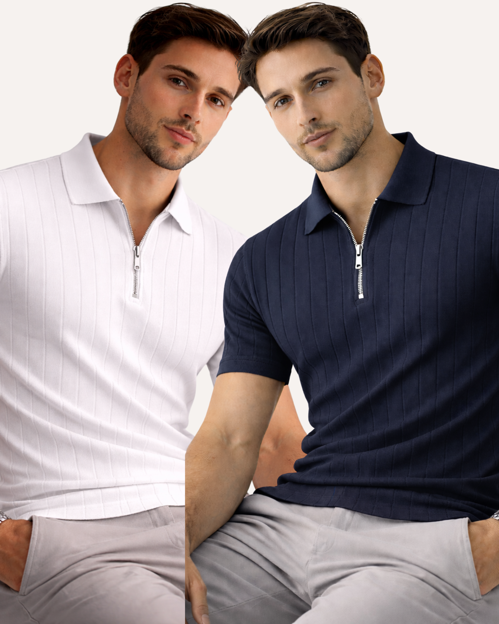 Pack of 2 Drop Needle Zipper Polo