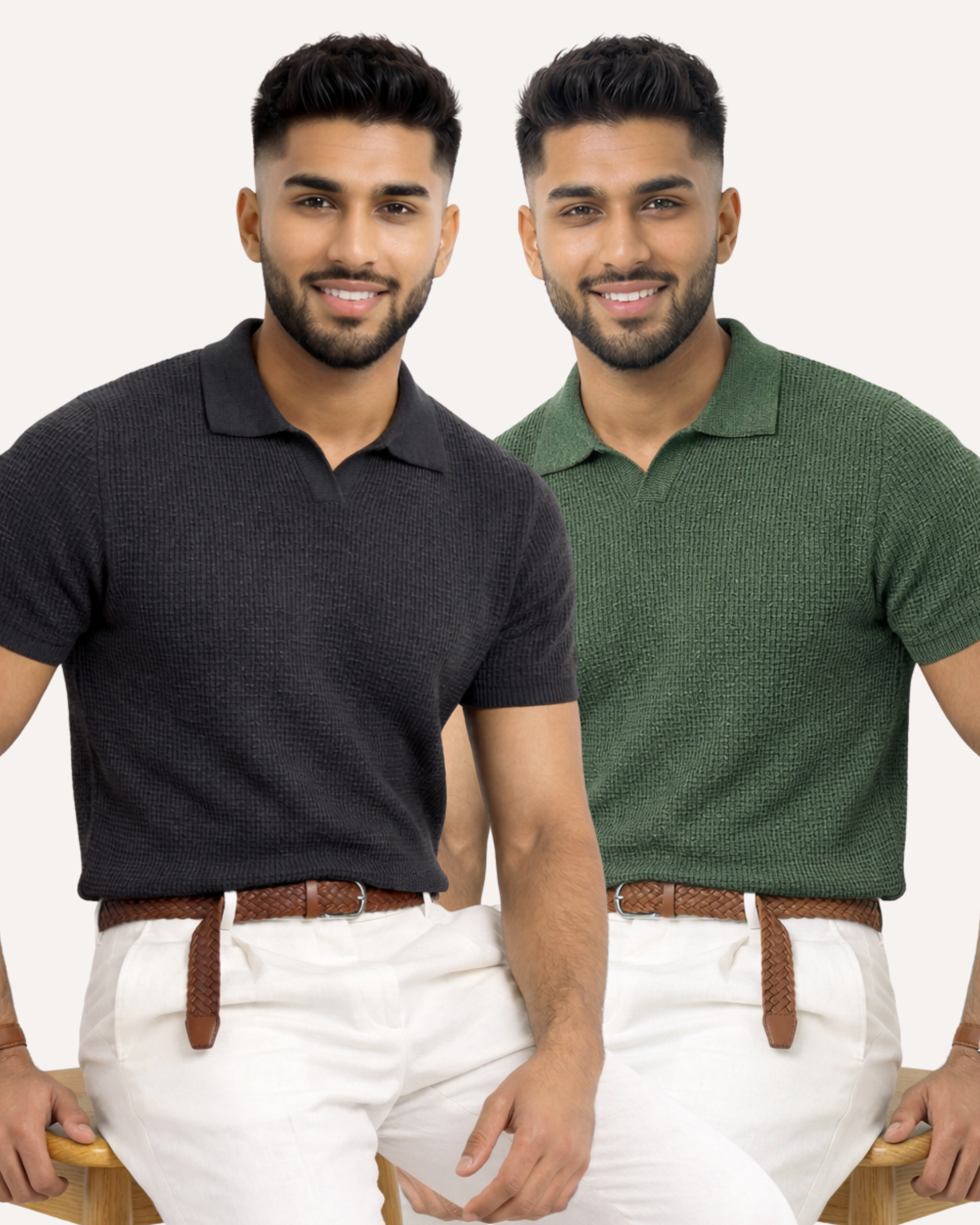 Pack of 2 Johnny Collar Waffle Knit Polos