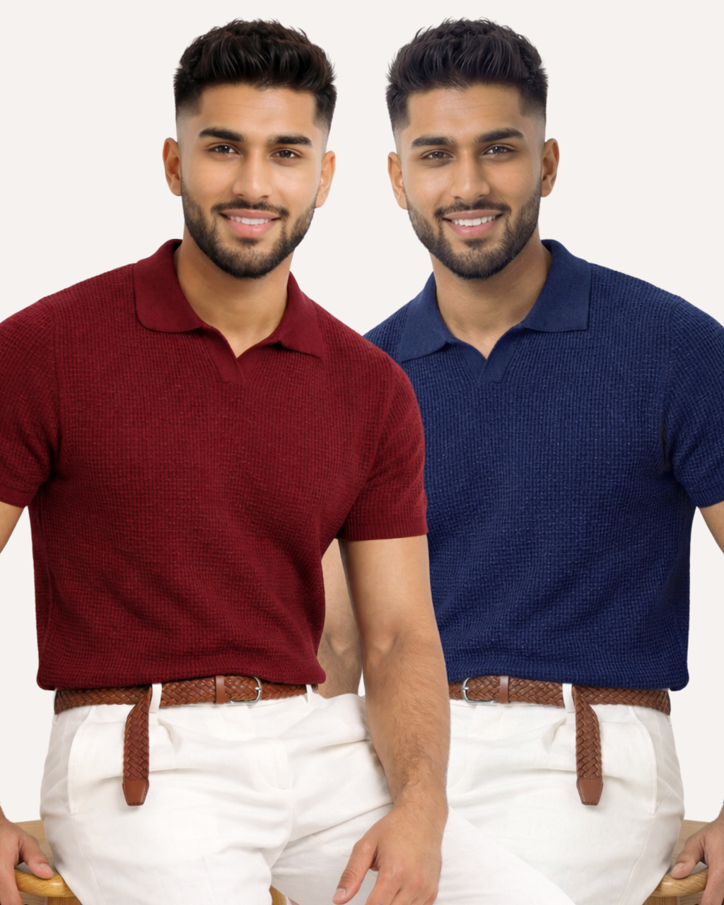 Pack of 2 Johnny Collar Waffle Knit Polos