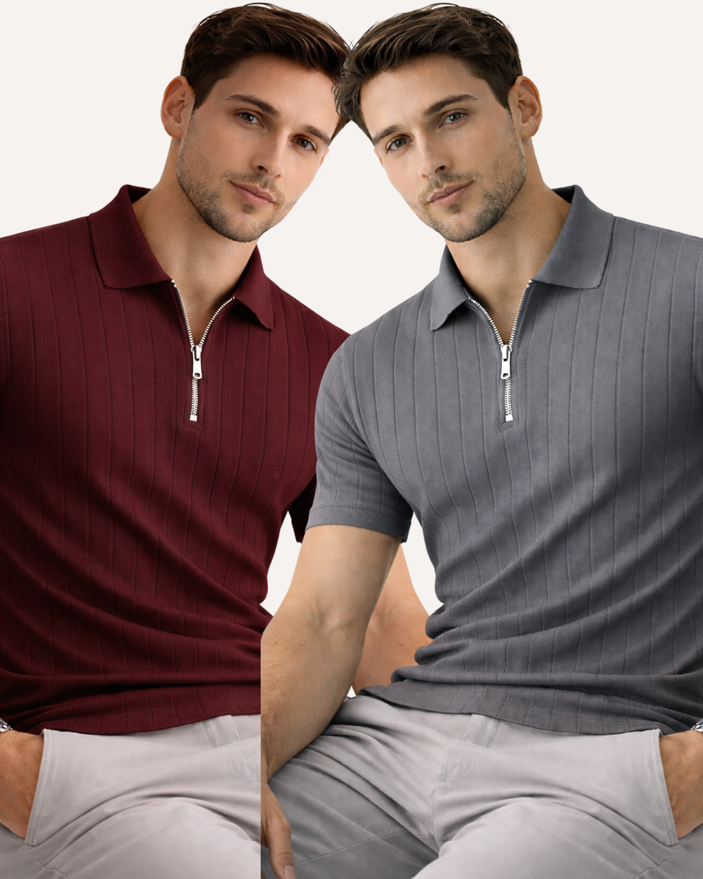 Pack of 2 Drop Needle Zipper Polo