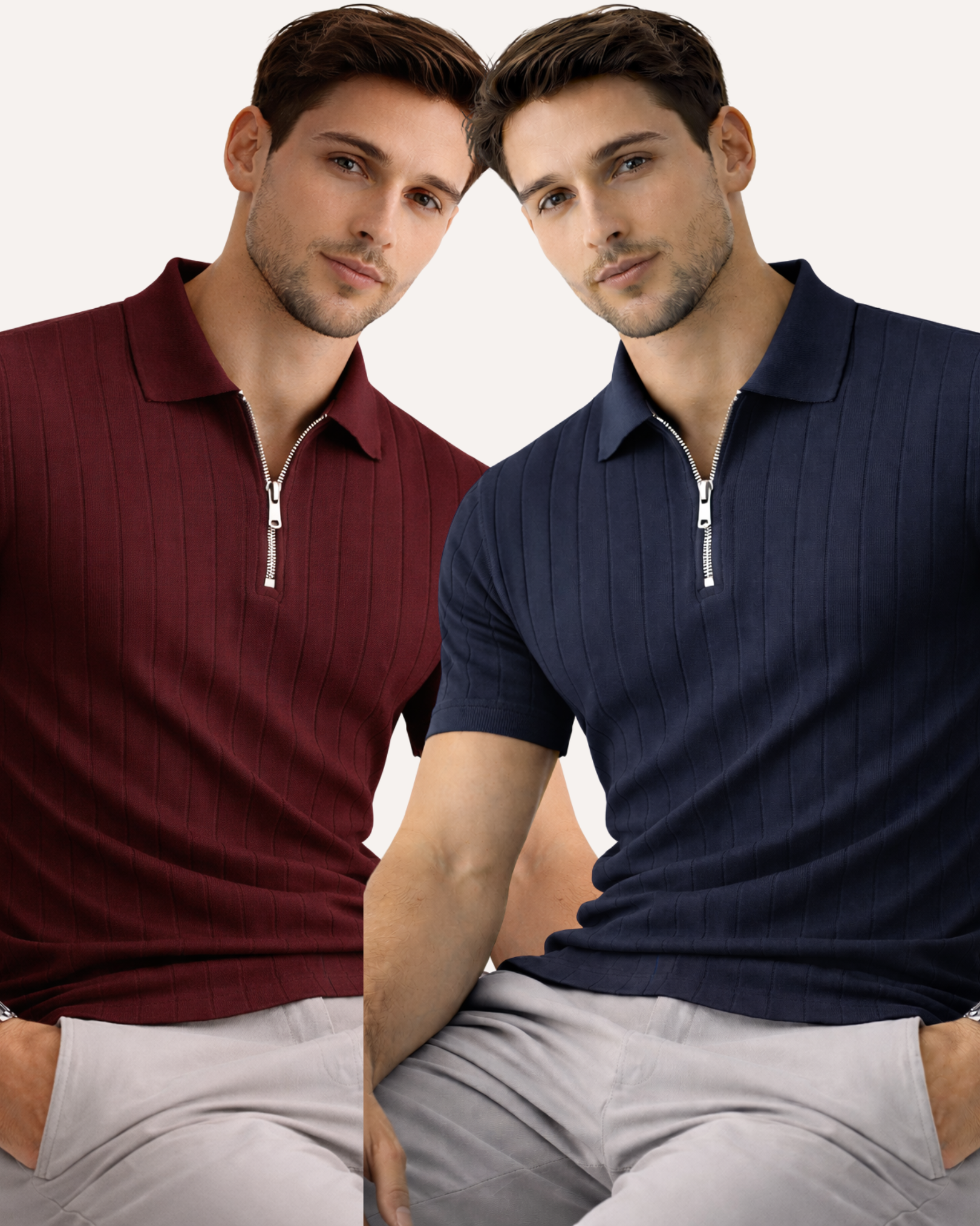 Pack of 2 Drop Needle Zipper Polo