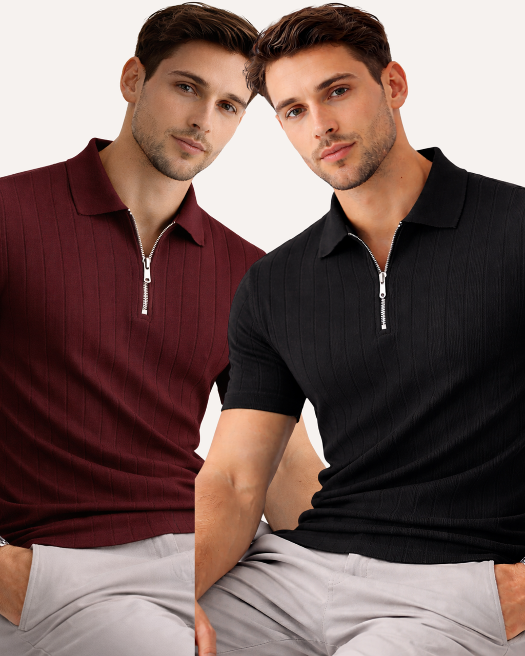Pack of 2 Drop Needle Zipper Polo