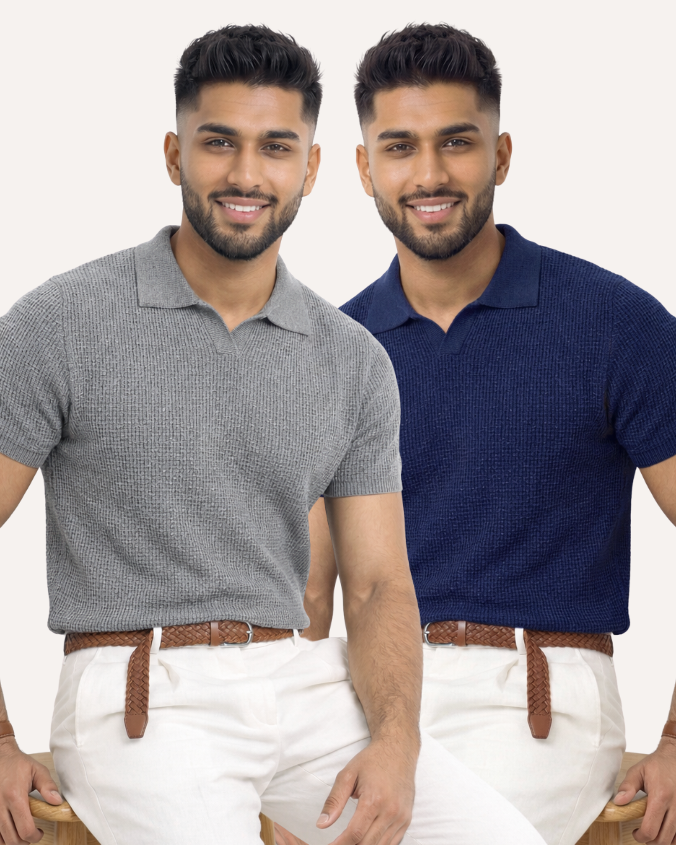 Pack of 2 Johnny Collar Waffle Knit Polos