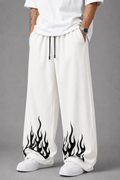 White Oversized Baggy Trousers ( Black Fire )
