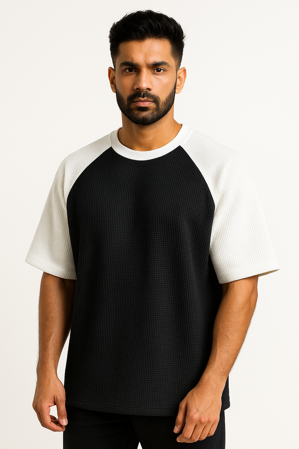 Pack of 2 - Oversized Raglan Waffle Knit T-Shirt