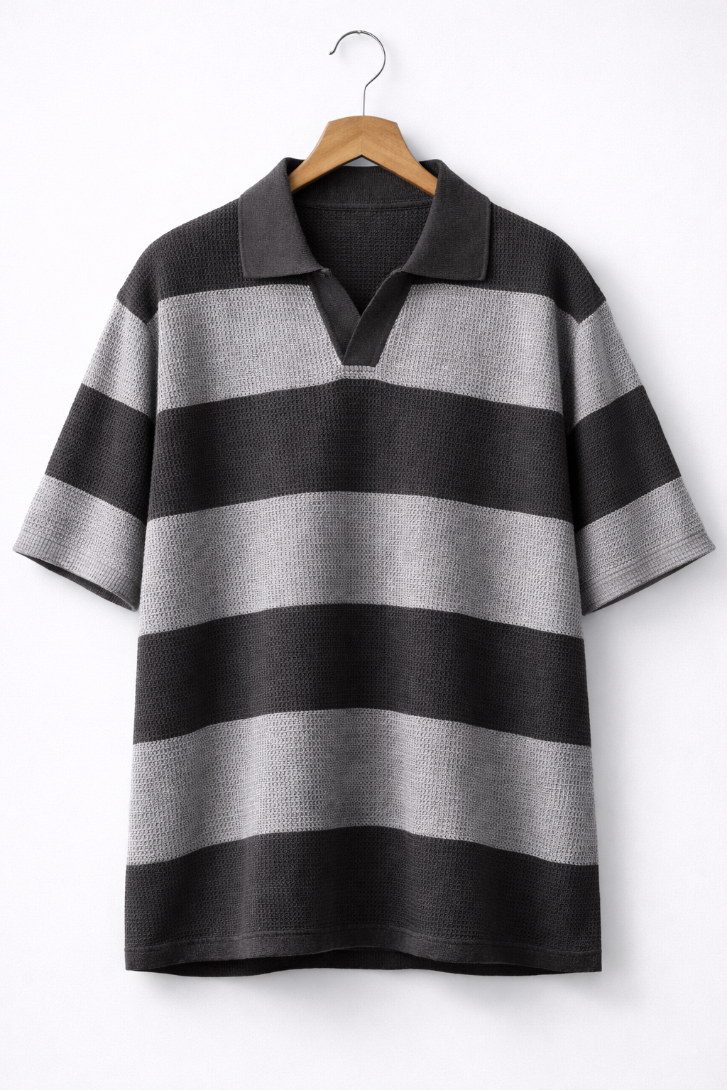 Pack of 2 Waffle Knit Textured Stripe Polos