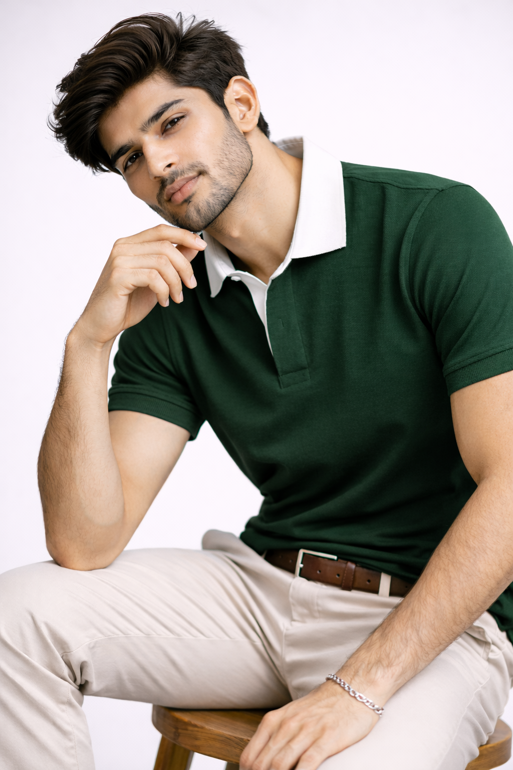 Pack of 2 Two Tone Johnny Collar Polos