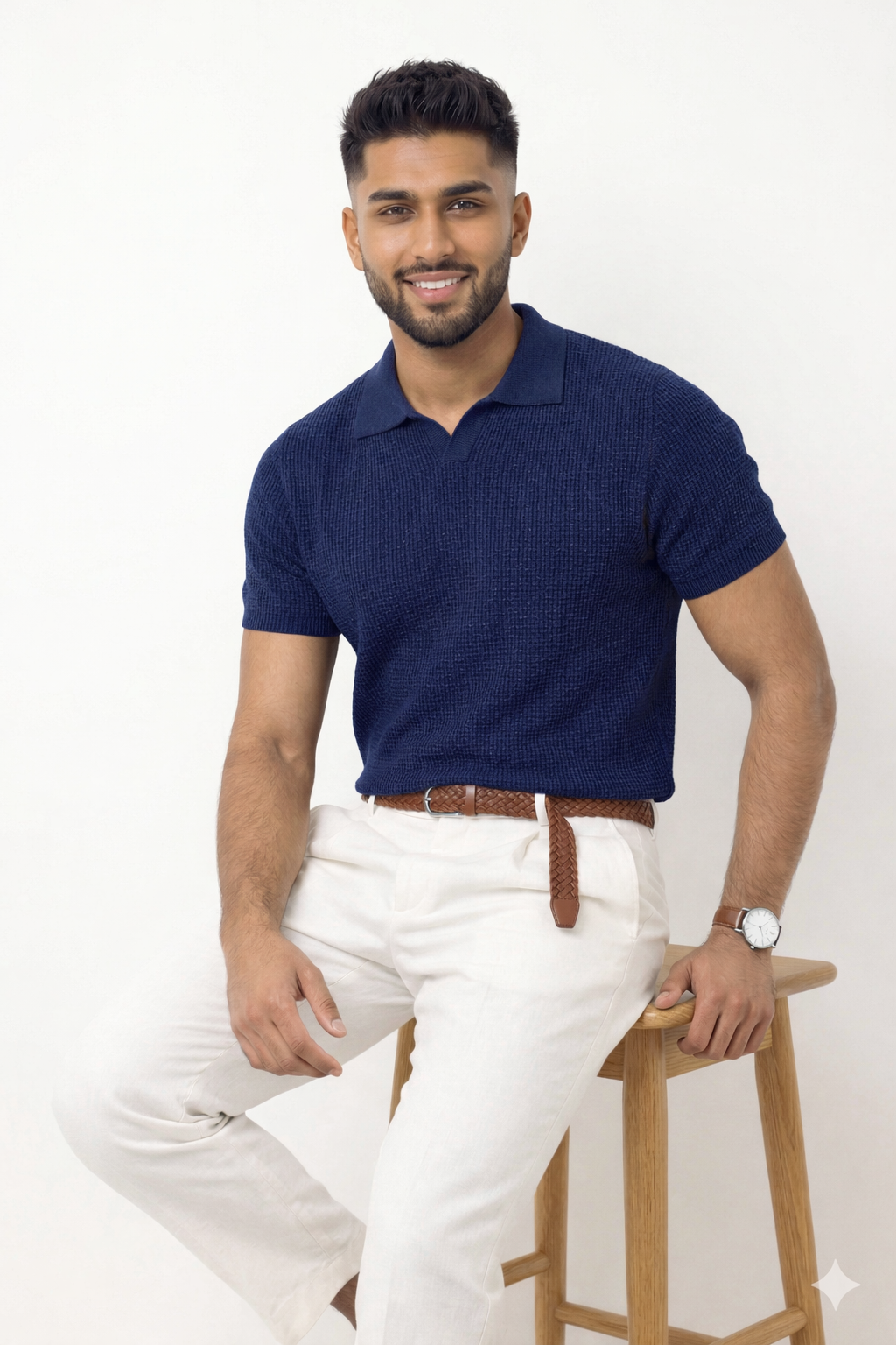 Pack of 2 Johnny Collar Waffle Knit Polos