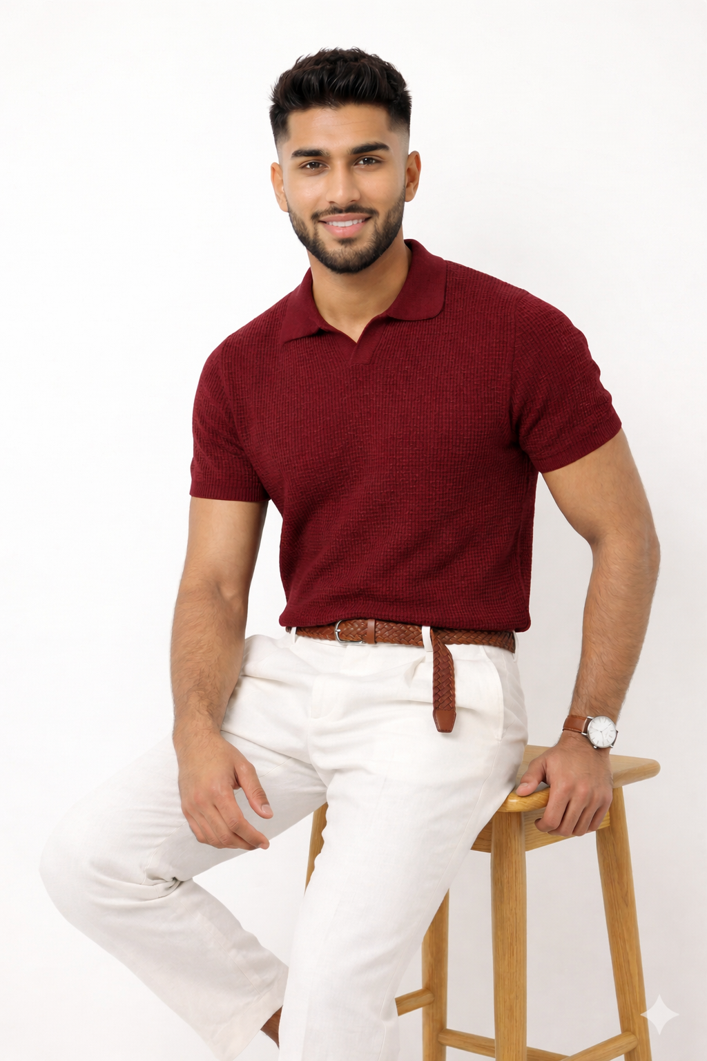 Pack of 2 Johnny Collar Waffle Knit Polos