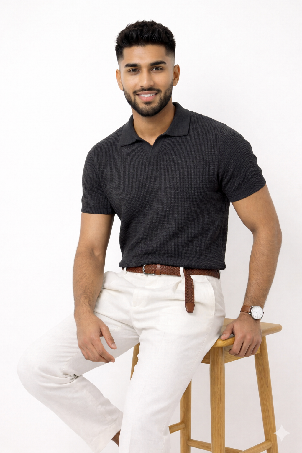 Pack of 2 Johnny Collar Waffle Knit Polos