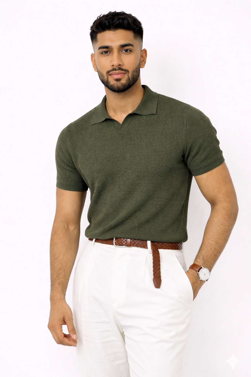 Pack of 2 Johnny Collar Waffle Knit Polos