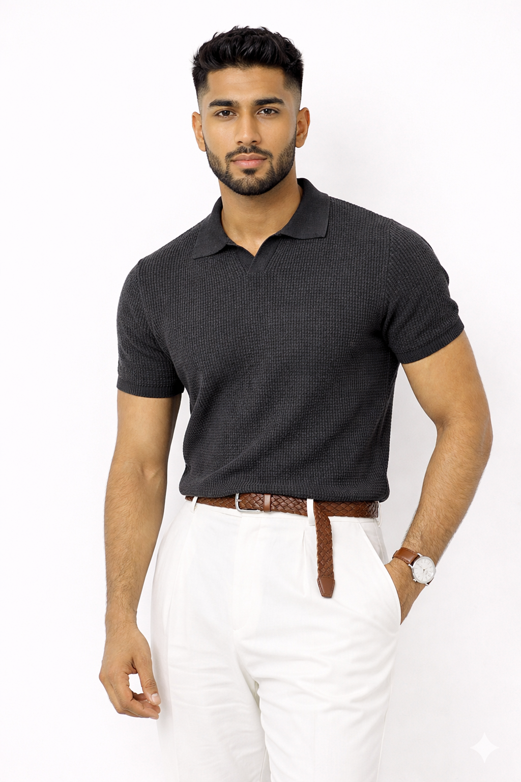 Pack of 2 Johnny Collar Waffle Knit Polos