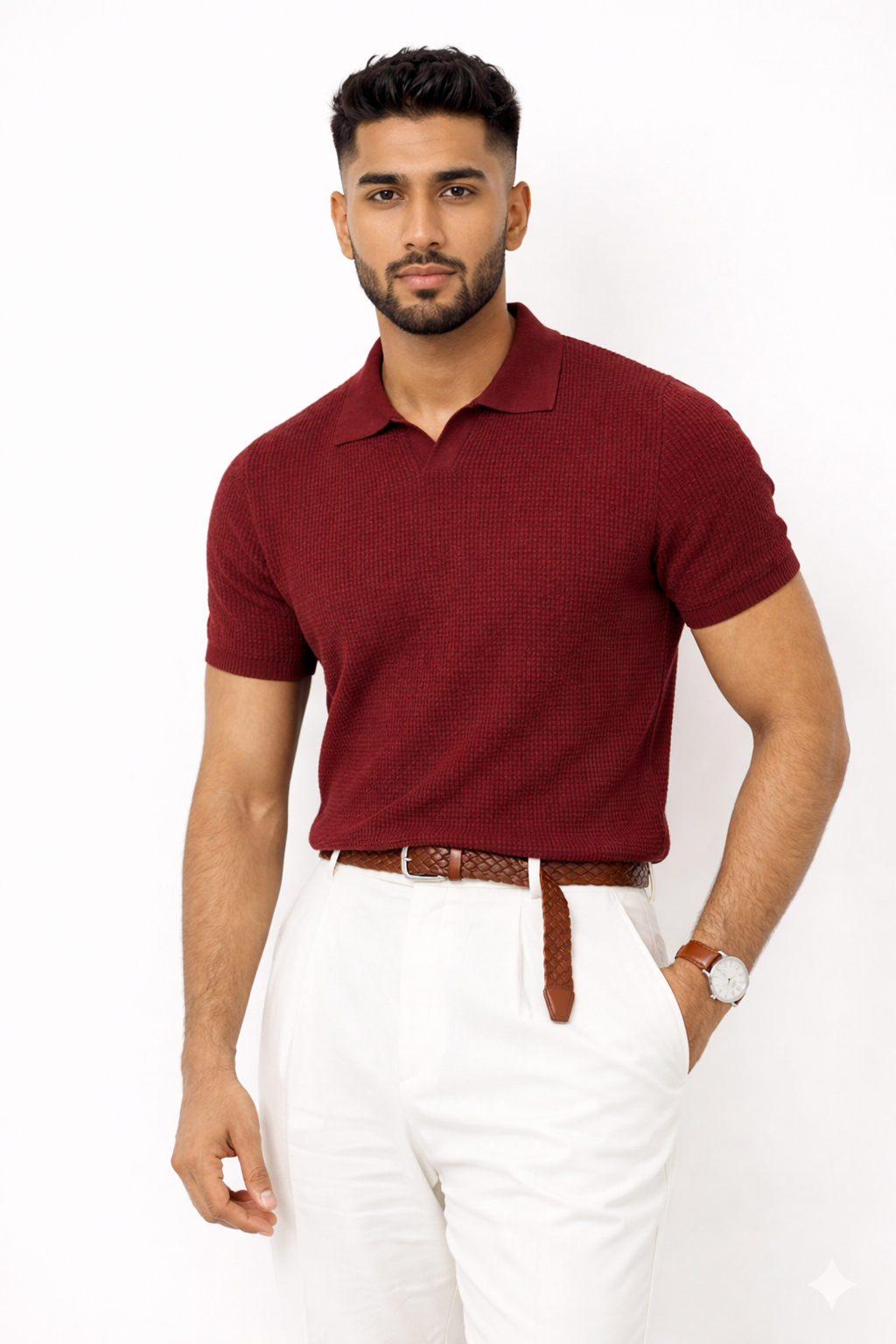 Pack of 2 Johnny Collar Waffle Knit Polos