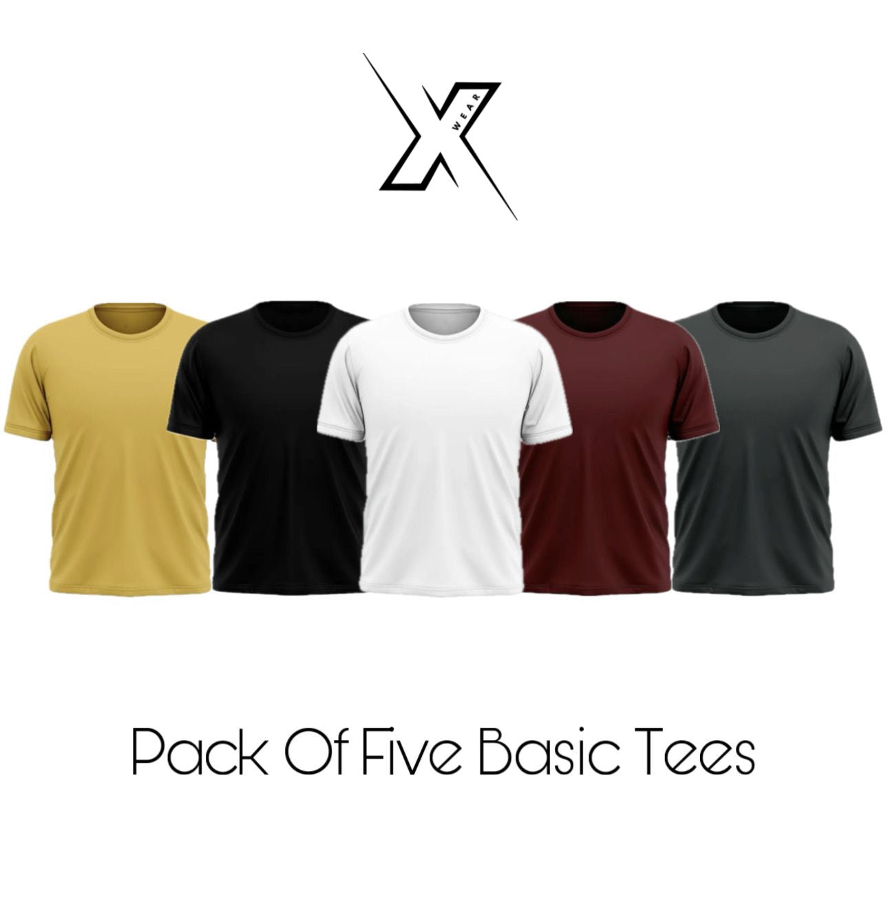 Pack of 5 Plain Half sleeves T-Shirt